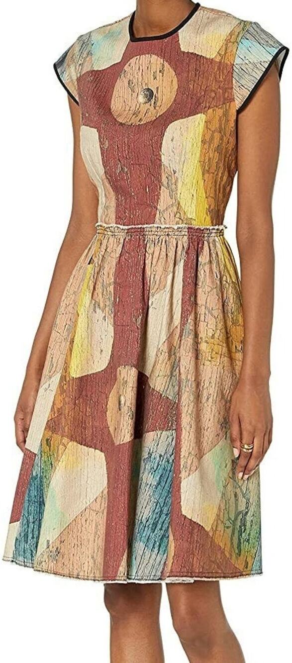 Making The Cut Carnival Painting Dress Winning Look Gary's Brown Tan Small NWT